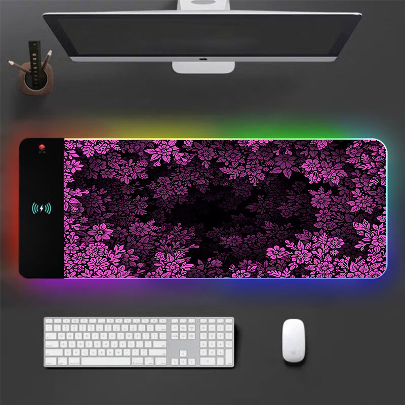 RGB podloga za miš s bežičnim punjenjem, protuklizna, otporna na mrlje, debela podloga za stol od prirodne gume