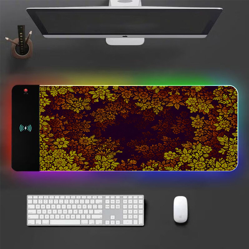 RGB podloga za miš s bežičnim punjenjem, protuklizna, otporna na mrlje, debela podloga za stol od prirodne gume