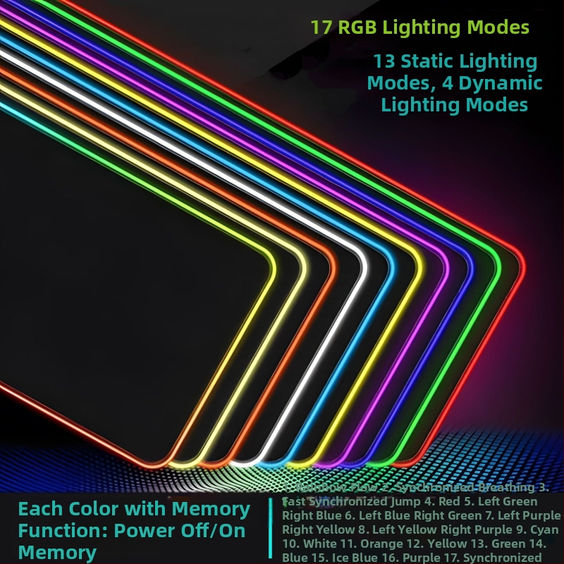 Podložka pod myš s bezdrôtovým nabíjaním a RGB osvetlením, protisklzná vrstva, zosilnená, z prírodného kaučuku