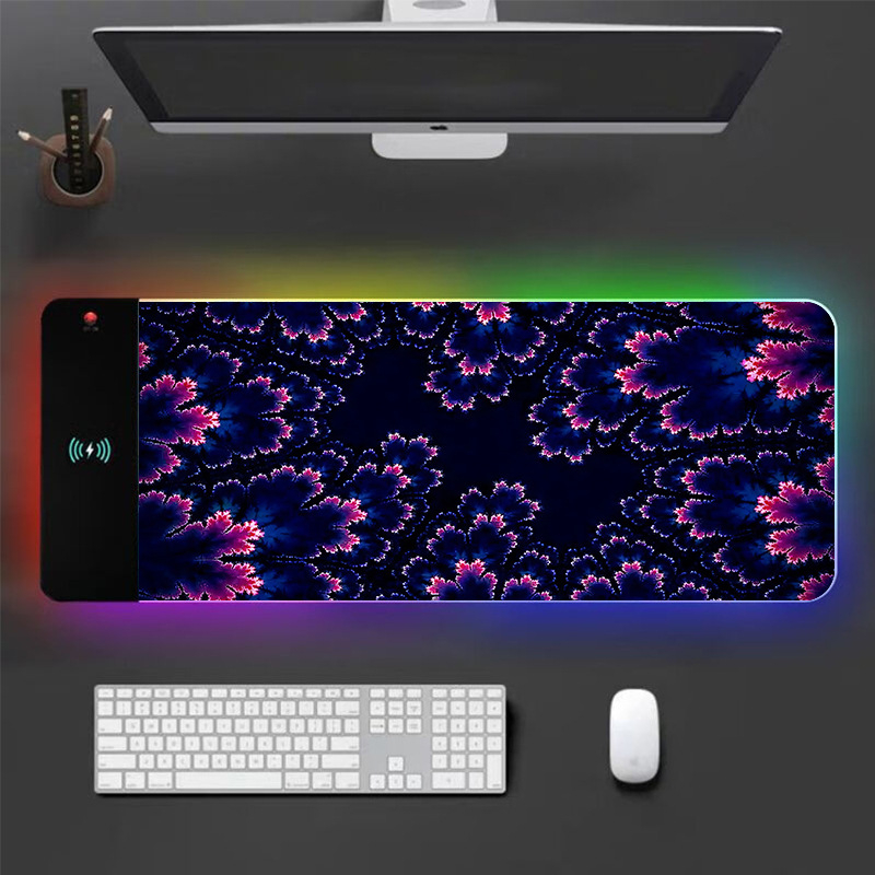 Podložka pod myš s bezdrôtovým nabíjaním a RGB osvetlením, protisklzná vrstva, zosilnená, z prírodného kaučuku