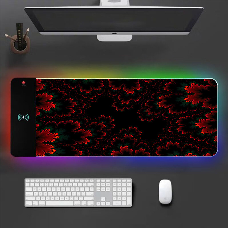 Podložka pod myš s bezdrôtovým nabíjaním a RGB osvetlením, protisklzná vrstva, zosilnená, z prírodného kaučuku