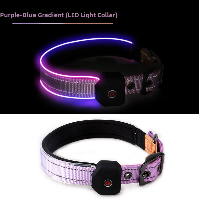 LED obojok pre psa so potlačenou reflexnou páskou, USB nabíjateľný, polyester