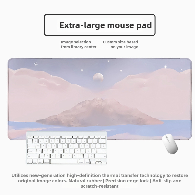 Veľká podložka pod myš s dizajnom vektorového krajinkového kresleného štýlu, prírodná guma, protišmyková, termotransfer tlač, jednostranná