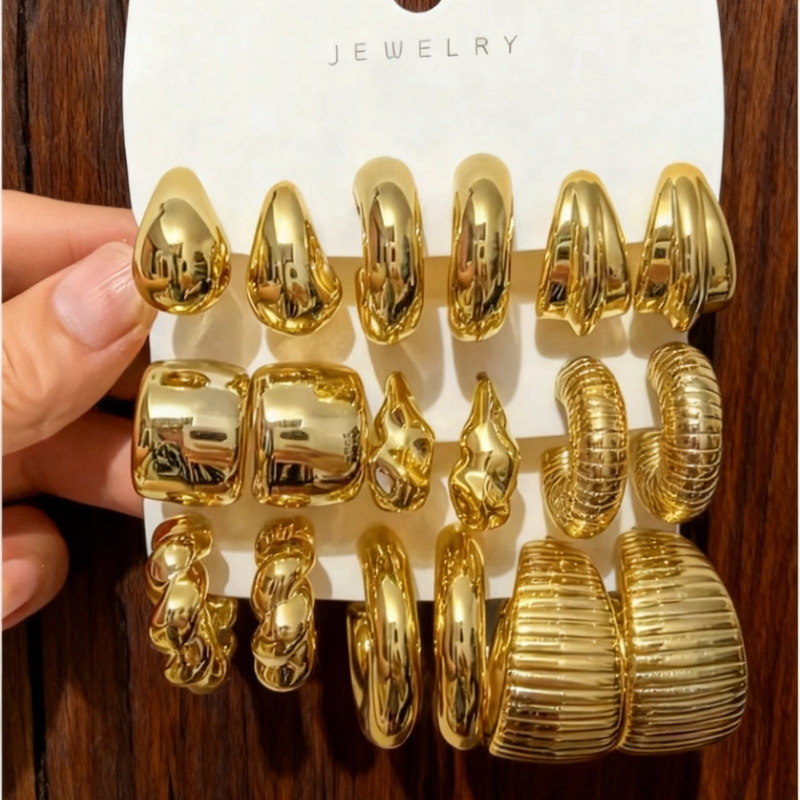 Naušnice Galin Jewelry – Geometrijske, Ccb, Elektroplatina, Nerđajući čelik postovi, INS stil