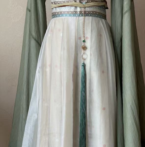 Hanfu pojasni privjesak, Liuli, ručna izrada, drevni stil, dugi resi