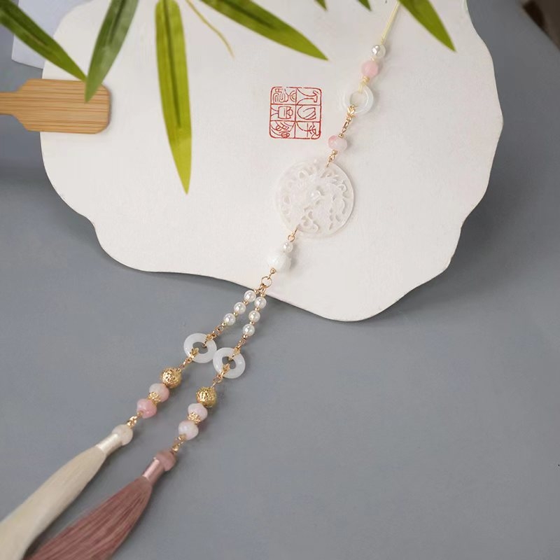 Hanfu pojasni privjesak, Liuli, ručna izrada, drevni stil, dugi resi