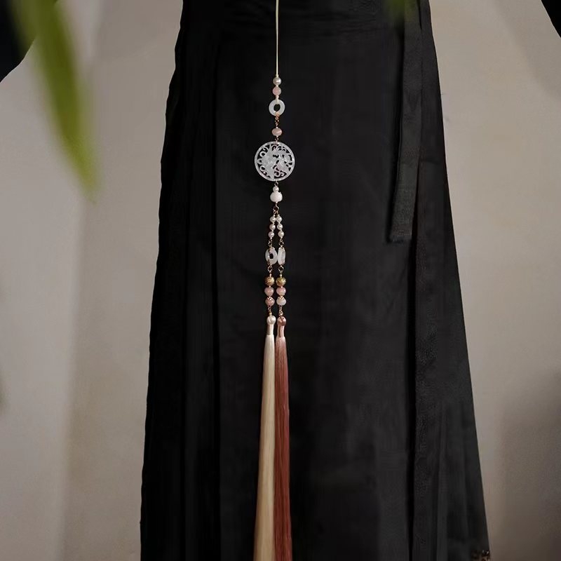Hanfu pojasni privjesak, Liuli, ručna izrada, drevni stil, dugi resi