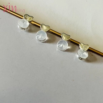 Fülbetét, réz és szilikon, elektroplatált, szív alakú és hengeres