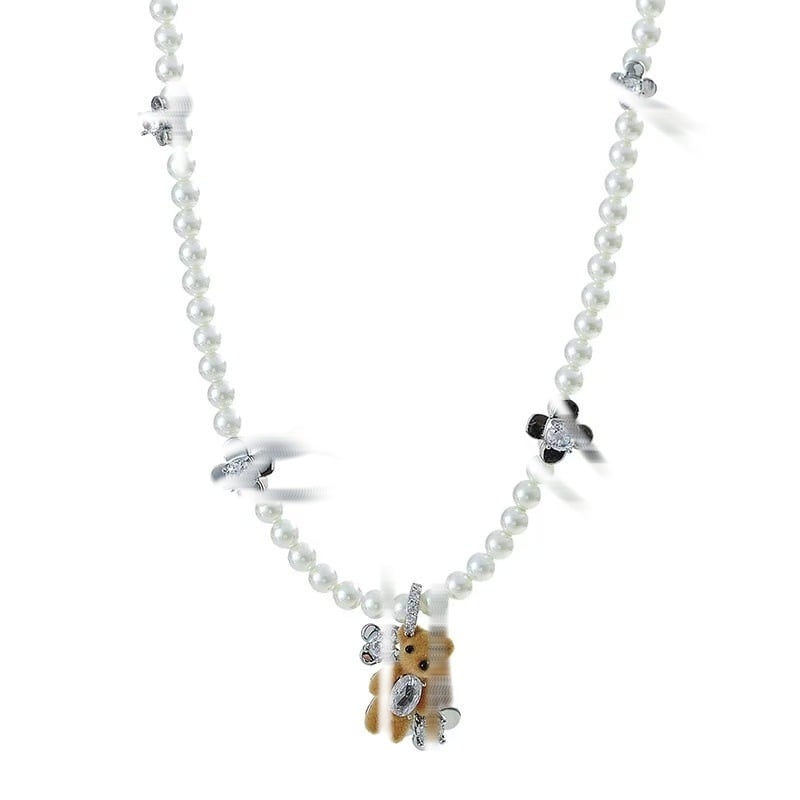 Karupoja kujuline kaelakee pärlketiga vasest sulamiga, kerge luksus stiil