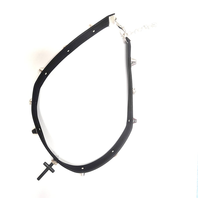 Choker kaelakee tsinki sulamist geomeetrilise ristiga ripatsiga, mitmekihiline, tavalise ahelaga