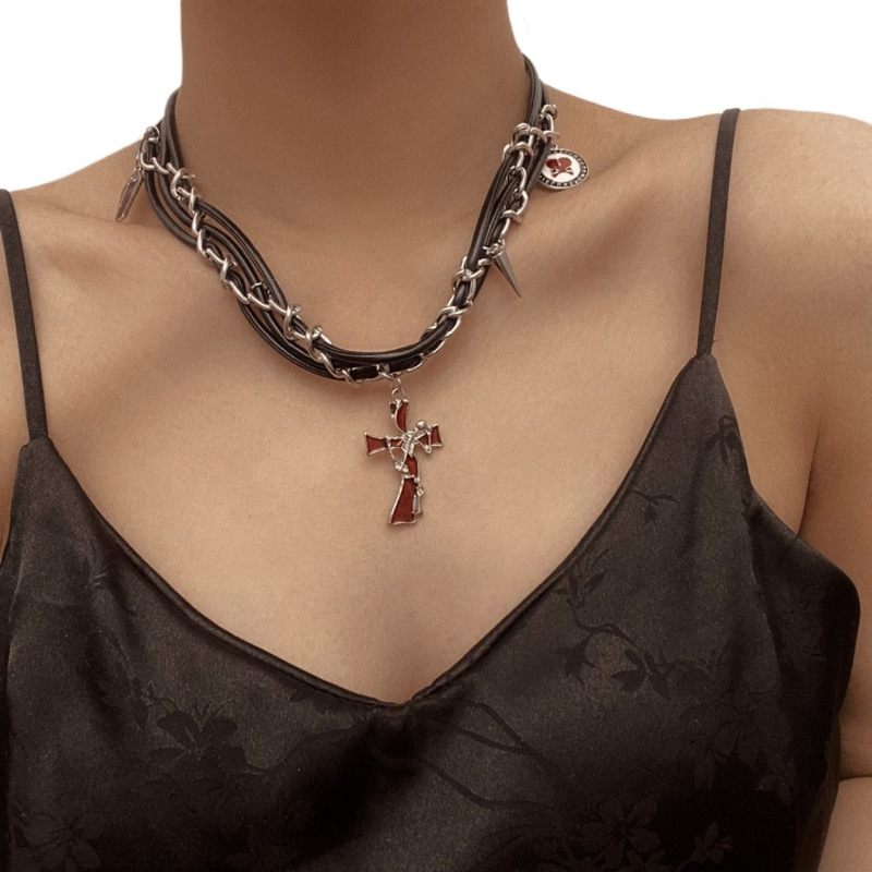 Nakit od titan čelika s geometrijskim privjeskom, obična lančić, elektroplatirano završno