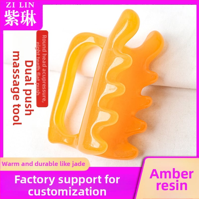 Divpusējs gua sha masāžas rīks no sveķiem mugurai, viduklim un pleciem; 95 g; piemērots veselības masāžai un fitnesam; drukāts logo; pielāgošana pieejama