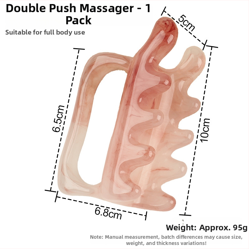 Divpusējs gua sha masāžas rīks no sveķiem mugurai, viduklim un pleciem; 95 g; piemērots veselības masāžai un fitnesam; drukāts logo; pielāgošana pieejama