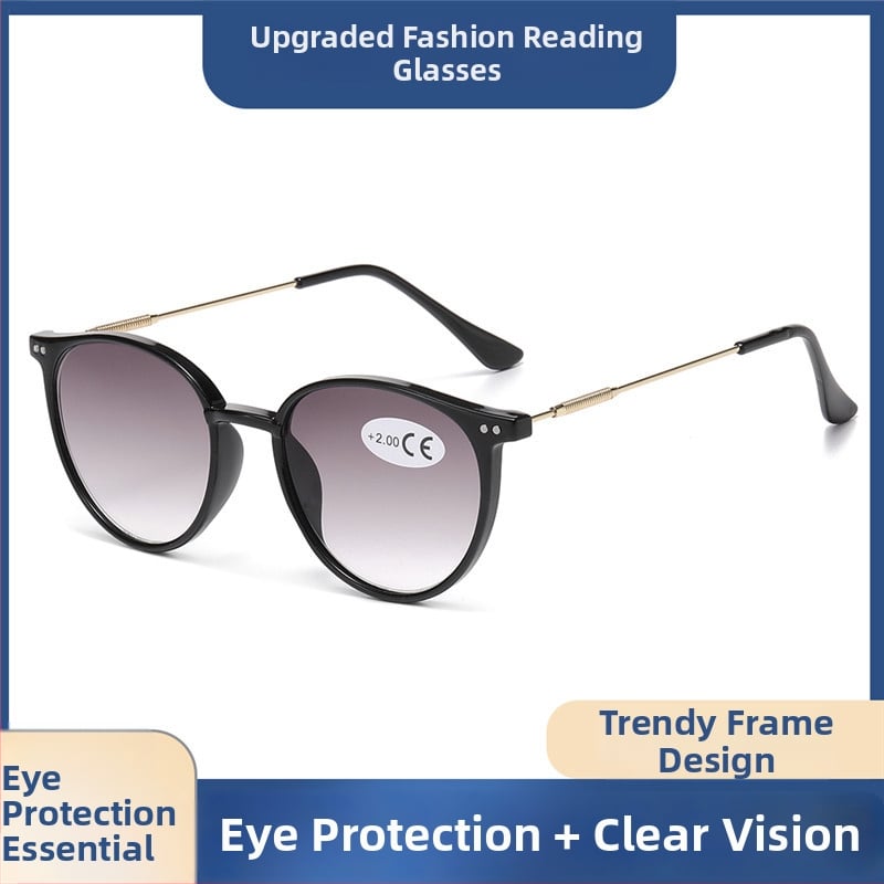 Γυαλιά ανάγνωσης για ηλικιωμένους, στρογγυλά γυαλιά με πλήρες πλαίσιο, φακοί κατά του μπλε φωτός, σκελετός από PC και μέταλλο