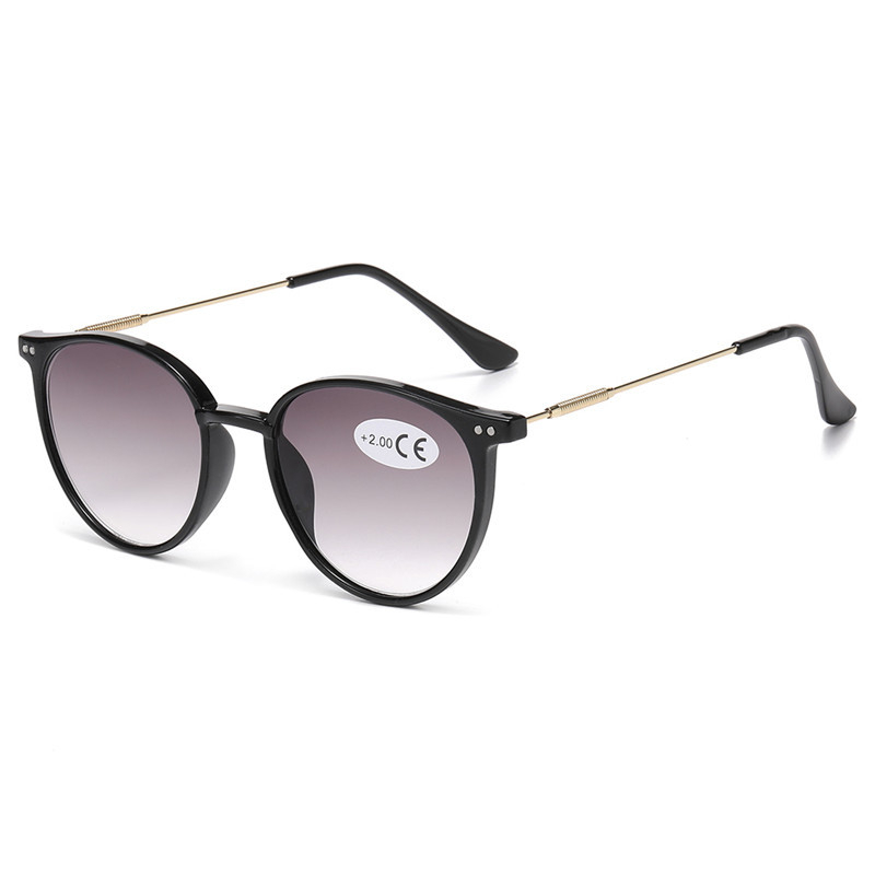 Γυαλιά ανάγνωσης για ηλικιωμένους, στρογγυλά γυαλιά με πλήρες πλαίσιο, φακοί κατά του μπλε φωτός, σκελετός από PC και μέταλλο