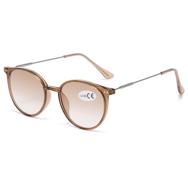 Γυαλιά ανάγνωσης για ηλικιωμένους, στρογγυλά γυαλιά με πλήρες πλαίσιο, φακοί κατά του μπλε φωτός, σκελετός από PC και μέταλλο