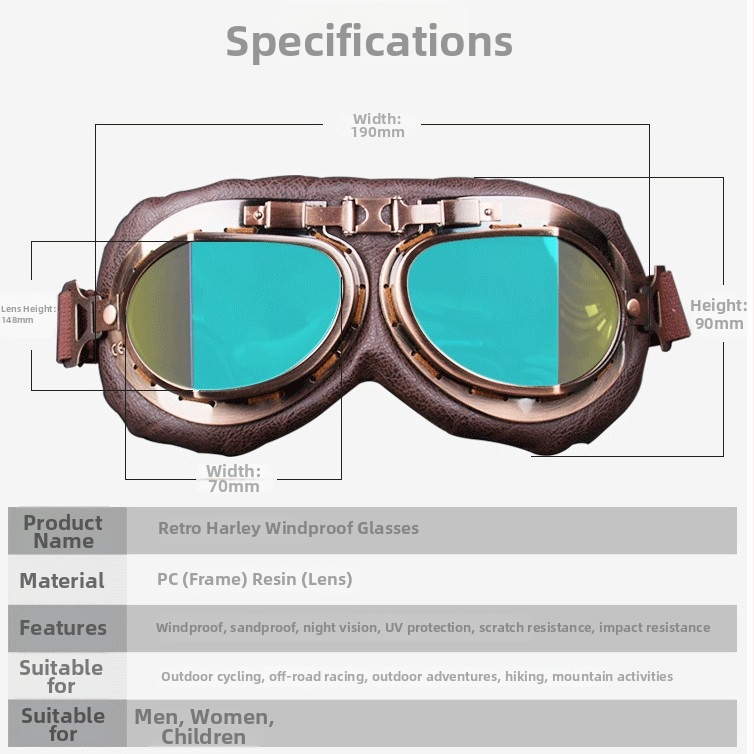 Olihao Jalgrattasilmad PC tuulekindlad, täisraamiga, unisex, 0°