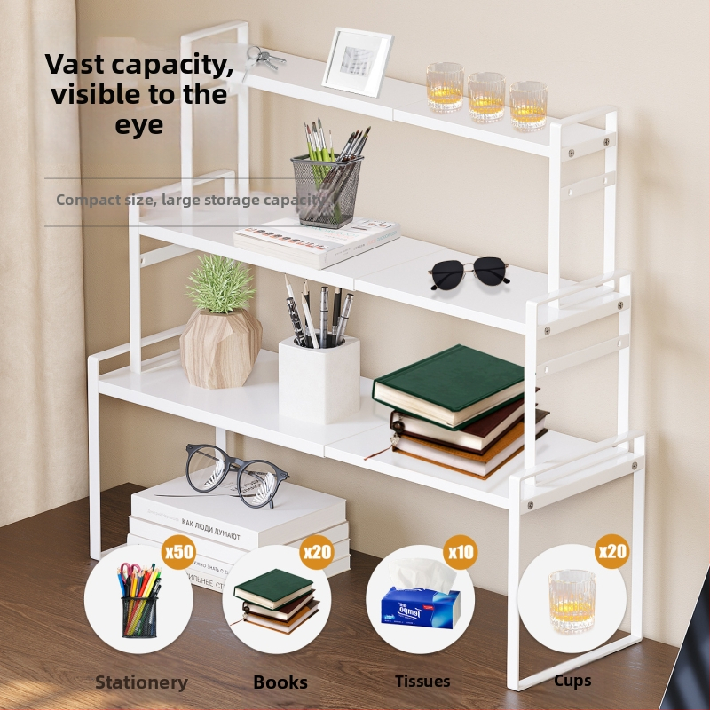 Zdvihací stojan na stôl, úzky štýl, dvojposchodový stolový regál pre desktopové uloženie, kovový, moderný minimalistický štýl