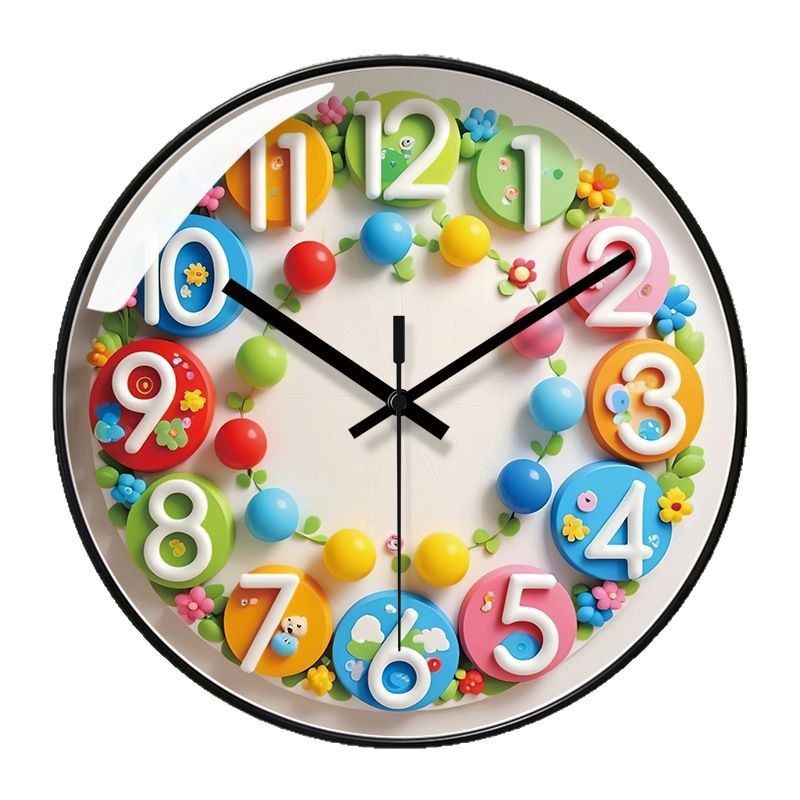 Стенен часовник 7094, ултра тих кварцов механизъм, кръгъл пластмасов корпус, PVC циферблат, аналогов дисплей с цифри, декоративен за хол, спалня и офис