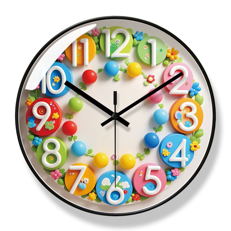 Стенен часовник 7094, ултра тих кварцов механизъм, кръгъл пластмасов корпус, PVC циферблат, аналогов дисплей с цифри, декоративен за хол, спалня и офис