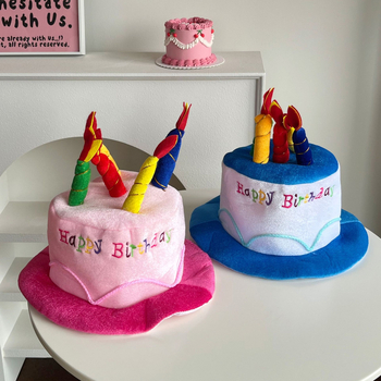 Шапка във формата на торта за рожден ден - платнена, ръчно изработена реквизит за партита и маскарад