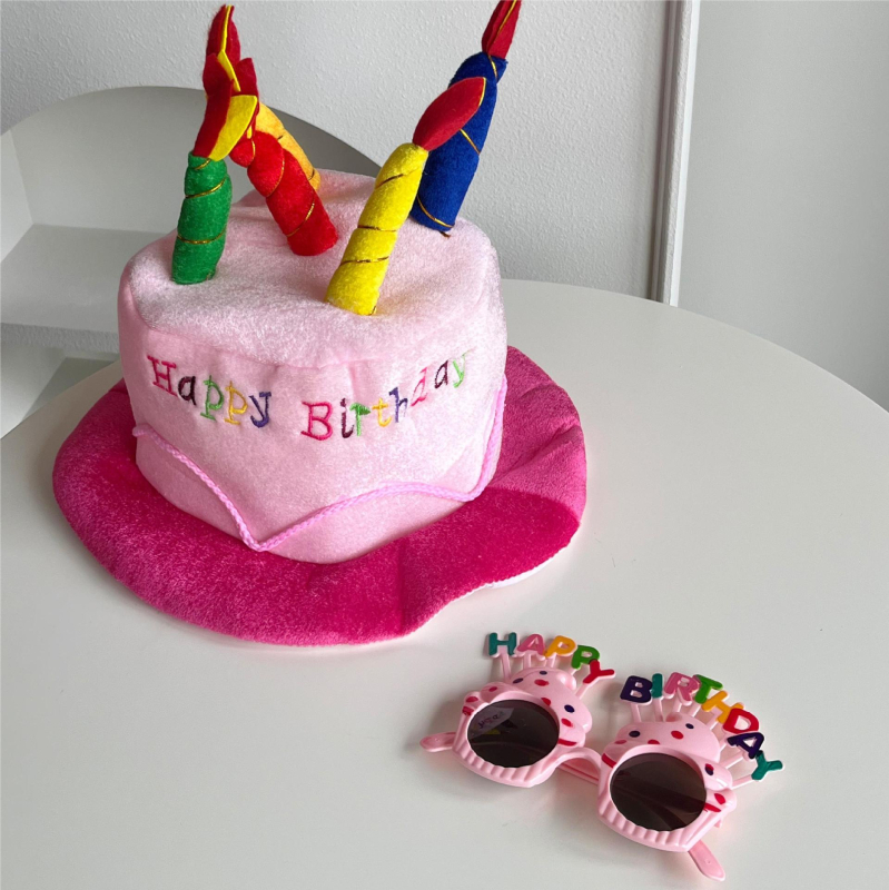 Шапка във формата на торта за рожден ден - платнена, ръчно изработена реквизит за партита и маскарад