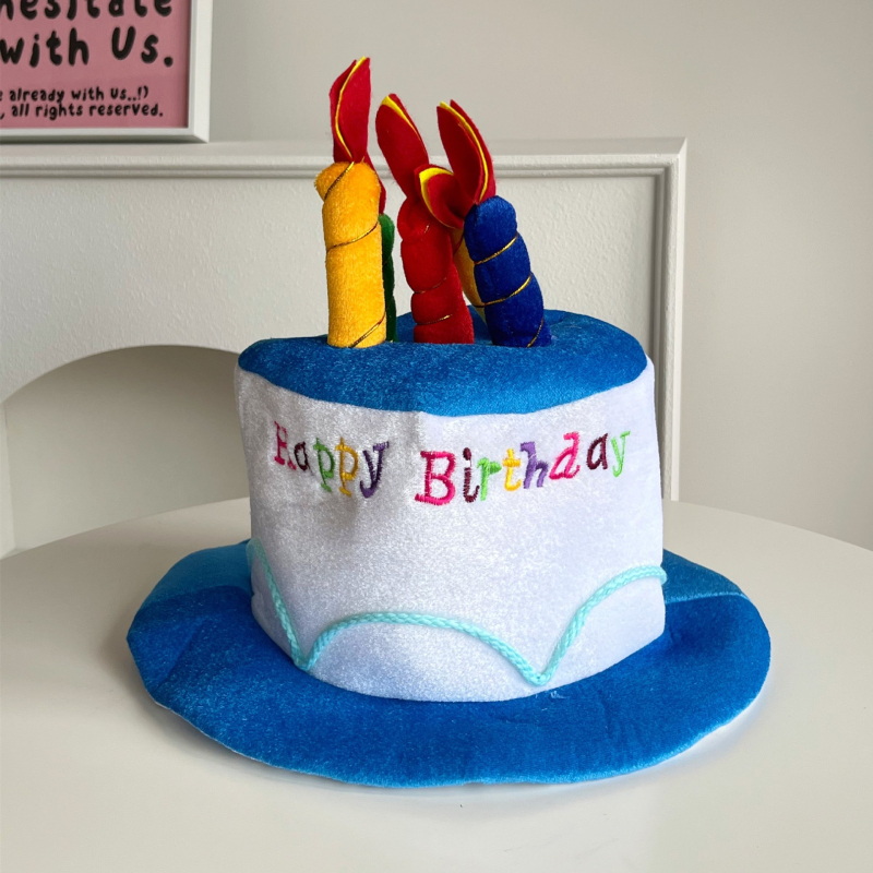 Шапка във формата на торта за рожден ден - платнена, ръчно изработена реквизит за партита и маскарад