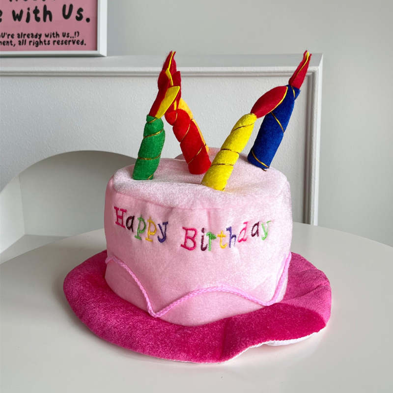 Шапка във формата на торта за рожден ден - платнена, ръчно изработена реквизит за партита и маскарад