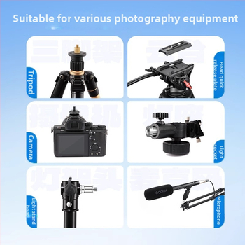 Hot shoe skrūvju adapters, 1/4 diska konversija, divslāņu hot shoe, alumīnija sakausējums