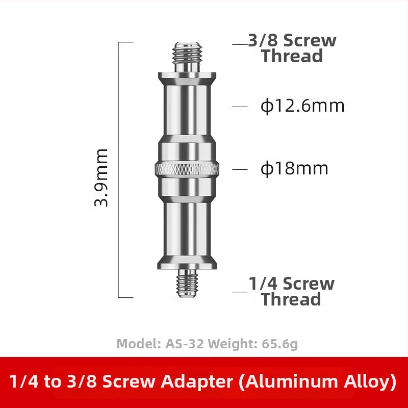 Hot shoe skrūvju adapters, 1/4 diska konversija, divslāņu hot shoe, alumīnija sakausējums