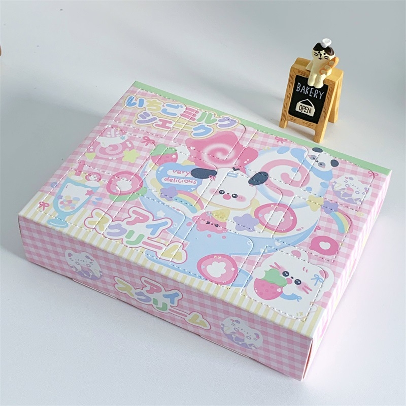 Ajándék doboz, rajzfilmszerű stílus, fehér karton, logó nélkül, testreszabás nélkül