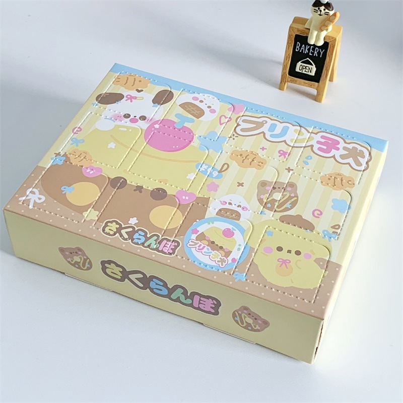 Ajándék doboz, rajzfilmszerű stílus, fehér karton, logó nélkül, testreszabás nélkül