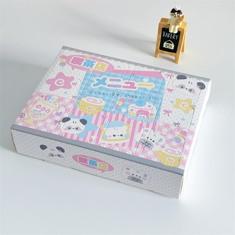 Ajándék doboz, rajzfilmszerű stílus, fehér karton, logó nélkül, testreszabás nélkül