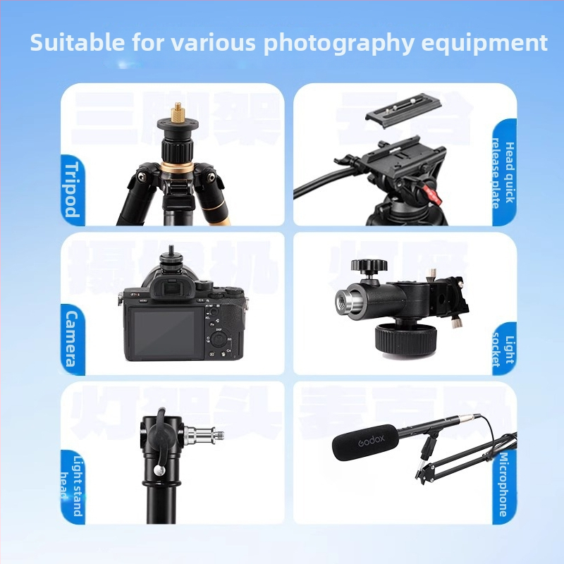 Kameras piederumu skrūve ar 1/4 collu diska konversiju un divlīmeņa hot shoe (Materiāls: alumīnija sakausējums; Vītne: 1/4 collas; Daudzums: 1)