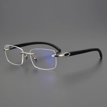 Γυαλιά ανάγνωσης για άνδρες, χωρίς πλαίσιο, αντι-μπλε φως, φακοί PC, μεταλλική+PC κατασκευή, τετράγωνο σχήμα, επαγγελματικό κομψό