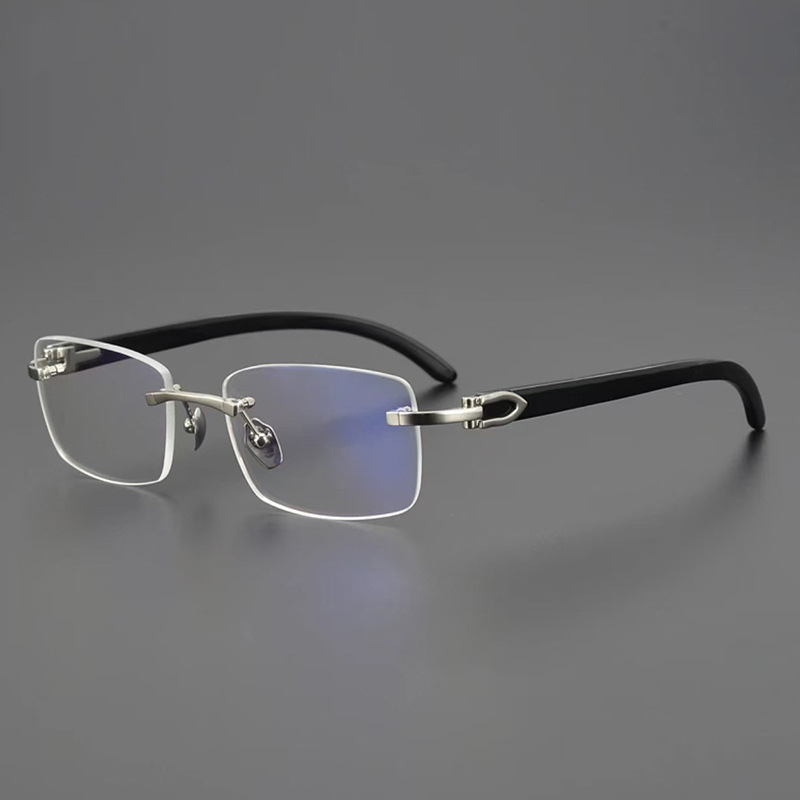 Γυαλιά ανάγνωσης για άνδρες, χωρίς πλαίσιο, αντι-μπλε φως, φακοί PC, μεταλλική+PC κατασκευή, τετράγωνο σχήμα, επαγγελματικό κομψό