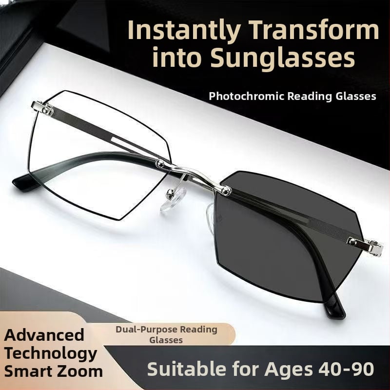 Γυαλιά ανάγνωσης χωρίς σκελετό με φακούς AC, με δυνατότητα αλλαγής χρώματος ανά φωτισμό, προστασία από μπλε φως, UV αντοχή, για κοντινή και μακρινή όραση, Φθινόπωρο 2024