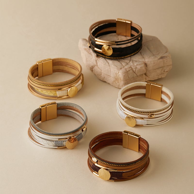 Многослойна ръчно плетена ретро гривна от сплав с геометричен дизайн, електроплатирано покритие