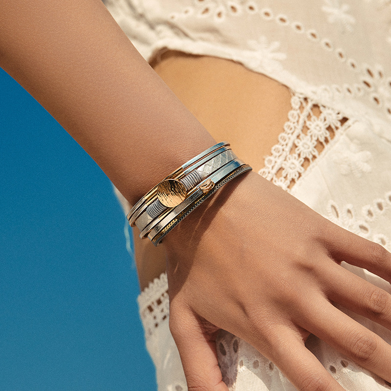 Многослойна ръчно плетена ретро гривна от сплав с геометричен дизайн, електроплатирано покритие