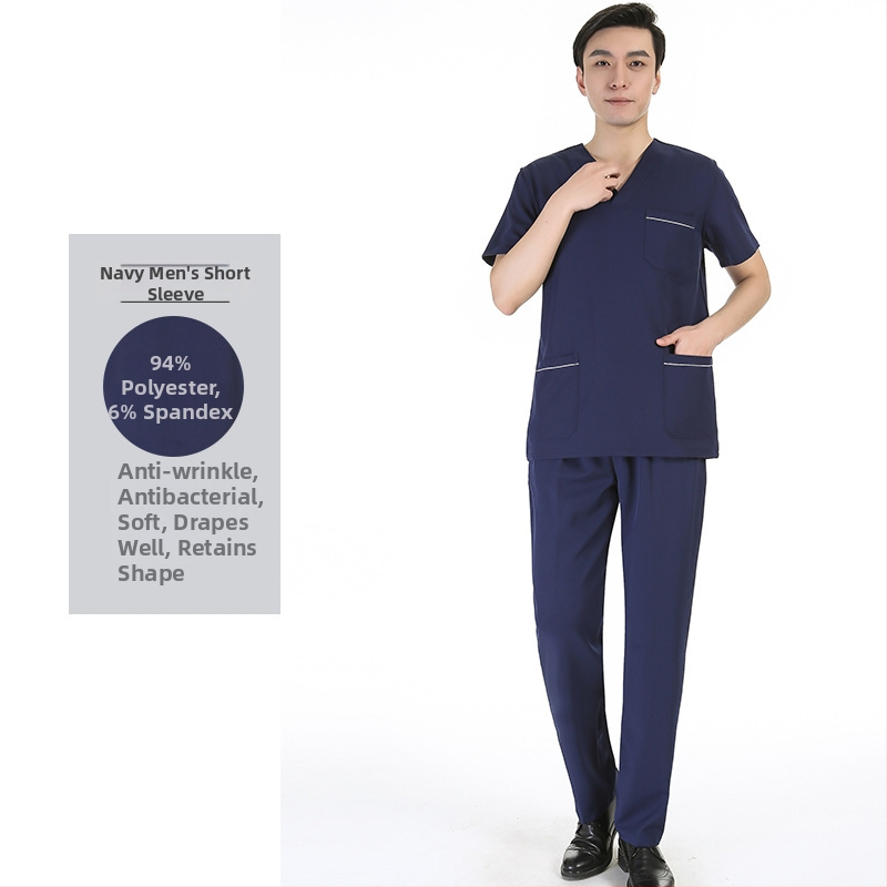 Medicīnas skrub komplekts – poliestera/spandeksa materiāls, unisex, īsas piedurknes, V-veida kakla izgriezums