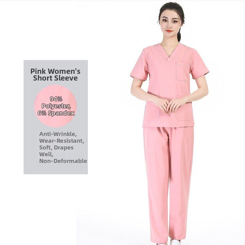 Medicīnas skrub komplekts – poliestera/spandeksa materiāls, unisex, īsas piedurknes, V-veida kakla izgriezums