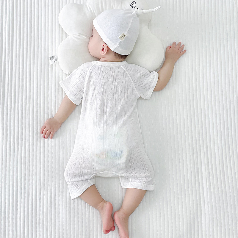 Ljetni bebi pamukasti kombinezon, kratkih rukava, tanak materijal, za novorođenčad 0–12 mjeseci, unisex, stil opušten i penjanje
