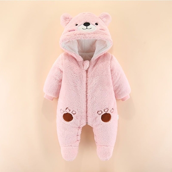 Бебешки гащеризон Corduroy с зайчи пух, качулка, дълъг ръкав, за новородени, пролет