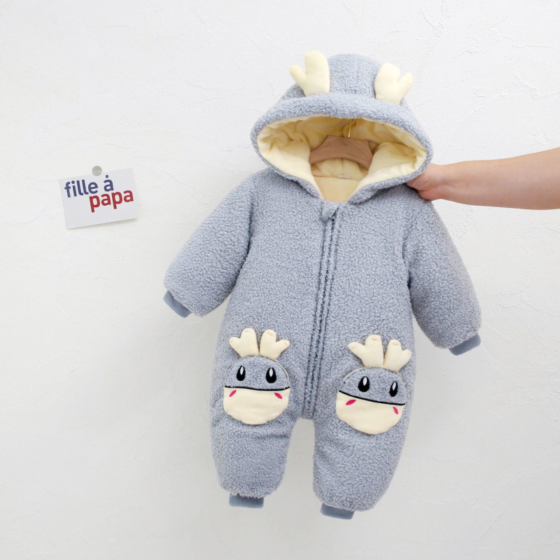 Zimski bebi overal s teddy plišem, unisex, od rođenja do 3 godine, podstavljeno flisom, debeo