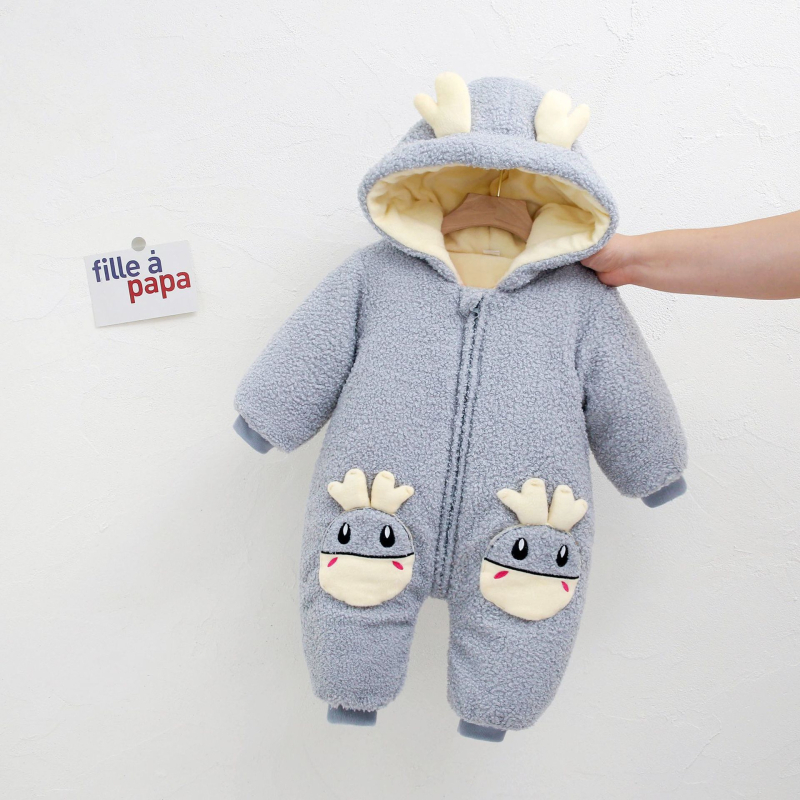 Zimski bebi overal s teddy plišem, unisex, od rođenja do 3 godine, podstavljeno flisom, debeo
