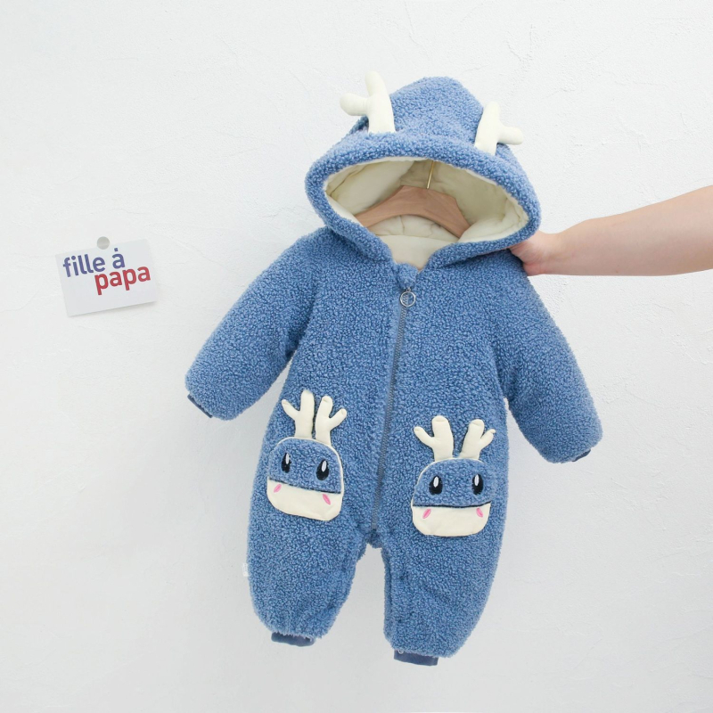 Zimski bebi overal s teddy plišem, unisex, od rođenja do 3 godine, podstavljeno flisom, debeo