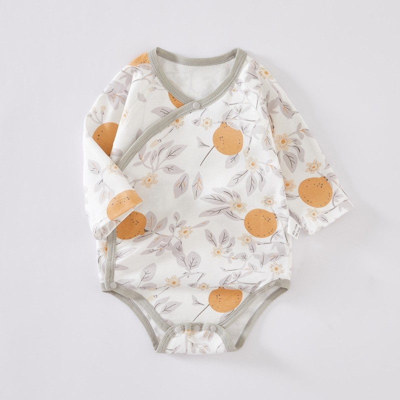 Unisex beba romper s dugim rukavima od 100% pamuka, dij diagonalno zatvaranje