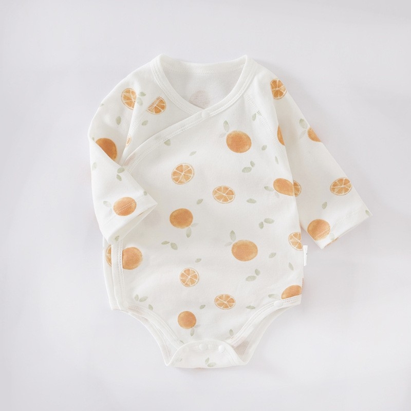 Unisex beba romper s dugim rukavima od 100% pamuka, dij diagonalno zatvaranje