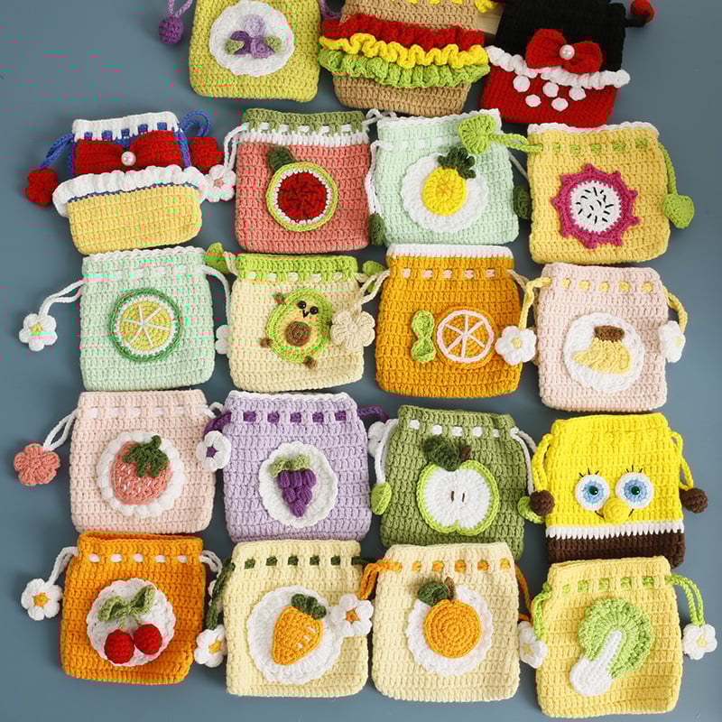 Villane müntide rahakott puuviljamustriga, 1 voltimise disain, värske ja magus stiil, suvi 2025