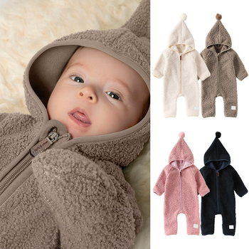Zimski kombinezon od poliesterskog flisa za bebe i malu djecu, kapuljača, zatvarač, unisex, debeli materijal